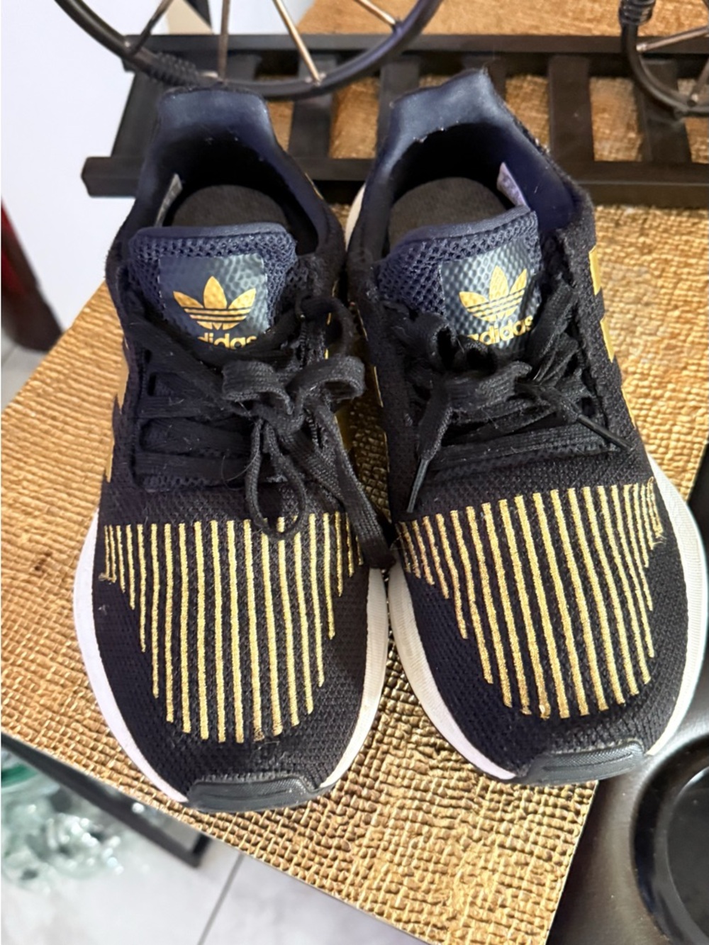adidas Black and Gold Knit Women's Sneakers